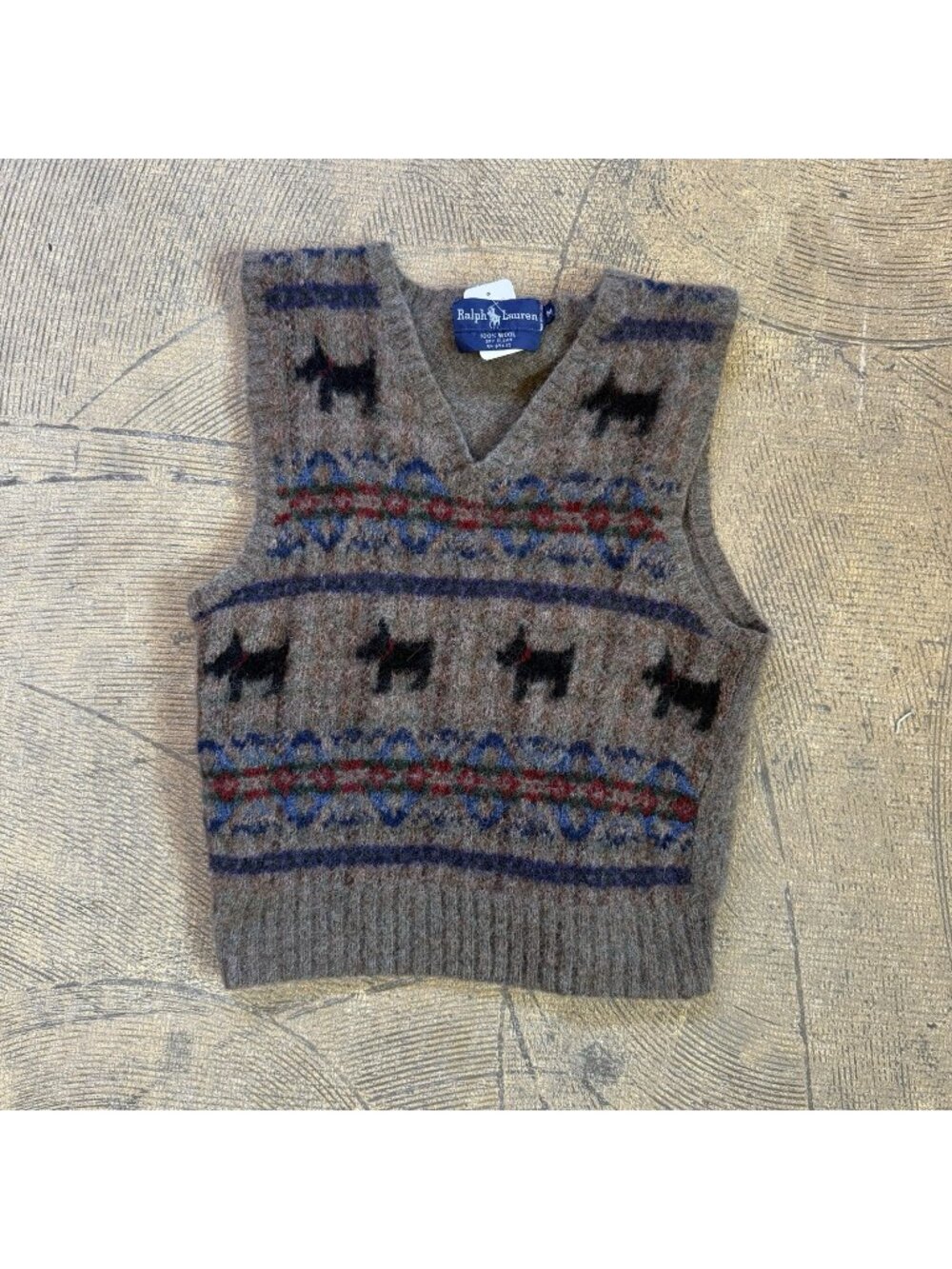 Vintage Polo Ralph Lauren Scottish Terrier Wool Sweater Vest Medium